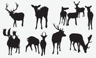 Collection of silhouettes of deers. deer silhouette set . vector . eps 10