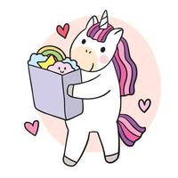 Cartoon cute sweet unicorn vector. vector