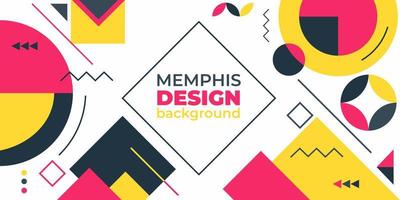 modern geometric memphis design template with yellow and pink color vector