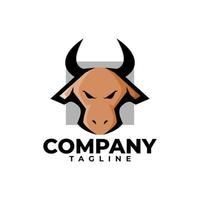 illustration of an angry bull head. cartoon logo. vector