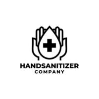 illustration of a hand with a liquid. hand sanitizer logo. vector