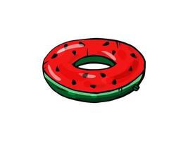 Bright watermelon swimming circle on a white isolated background. Hand drawn. Vector. vector