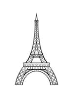 Vector Eiffel tower isolated on a white background. Hand drawing.