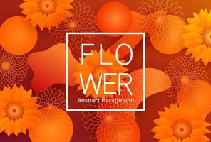 Flowers abstract vector background design. Flower abstract background text in white frame with sunflower, round and spirograph shape element for motion backdrop. Vector illustration