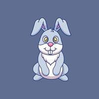 Cartoon cute bunny sitting. Vector illustration