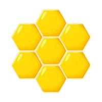 Honeycomb hexagon shape in cartoon style, propolis isolated on white background. Yellow bee hive, sweet wax, beekeeping element. . Vector illustration