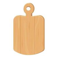 Wooden cutting board in cartoon flat style isolated on white background. Textured and detailed rustic kitchen tool, equipment. Vector illustration