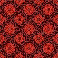 patrón cuadrado sin costuras con mandala rojo vector