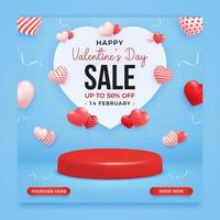 Valentine's day promo sale banner template vector