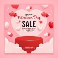 Valentine's day promo sale square banner template vector