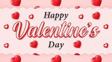 Valentine's day template with 3d heart shapes pattern background vector