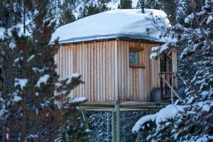 Rustic cabin in the mountains of the Pyrenees in the inerno of 2022 photo