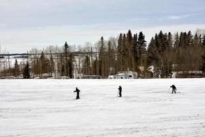 invierno en manitoba - tres esquiadores de fondo foto