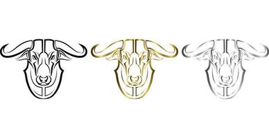 Line Vector Illustration front view of Bull. It is signs of the taurus zodiac.