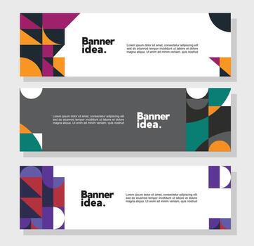 Modern geometric website banner template bundle set vector