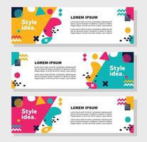 Modern geometric website banner template bundle set vector