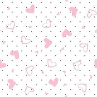 elemento de diseño de fondo de pantalla de puntos y corazones casuales. patrón textura dibujada a mano con corazón. día de san valentín sin fisuras vector