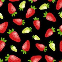 Vector cartoon seamless pattern with red and green strawberry for web, print, cloth texture or wallpaper