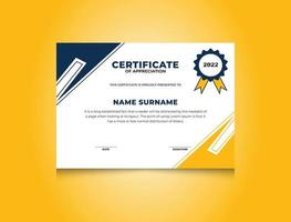 Certificate of appreciation template with border and simple badge vector