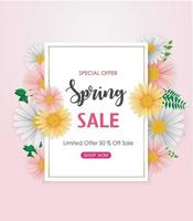 Spring sale background with beautiful flower vector