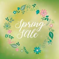 Spring sale background with a beautiful flower wreath vector