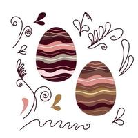 Easter eggs line art sketch vector