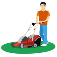 Man cutting grass vector