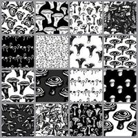 Collection of seamless pattern with mushrooms vector