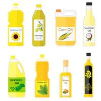 Pictures of different types of oil for cooking vector