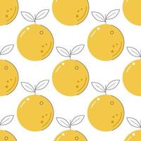 Tropical vector seamless pattern with oranges. Orange fruits background. Bright template for the design of invitations, packaging paper, printing on fabric, Wallpaper.