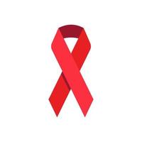 Red AIDS awareness ribbon icon. Stop HIV. World AIDS day vector symbol isolated on white background.