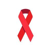 Red AIDS awareness ribbon icon. Stop HIV. World AIDS day vector symbol isolated on white background.