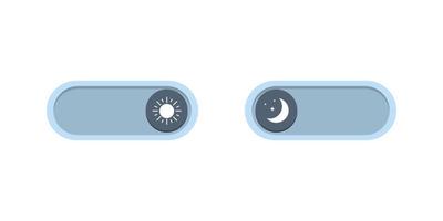 Botones para cambiar los modos de día y noche del dispositivo móvil. botón claro y oscuro. interruptor día noche. diseño de interfaz de aplicación móvil. ilustración vectorial vector