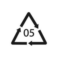 Plastic recycle symbol PP 5 vector icon.