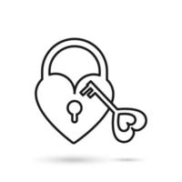 Love Lock With Key Romance Glyph Icon vector