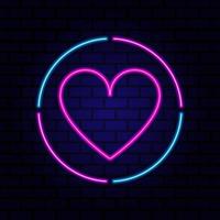 Neon signboard with heart. Vector illustration.