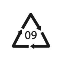 Plastic recycle symbol ABS 9 vector icon. Plastic recycling code ABS 09.