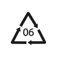 PS 06 recycling code symbol. Plastic recycling vector polystyrene sign.