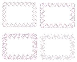 Set of rectangular  frames from hearts vector