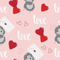 Seamless pattern with hedgehog holding a love letter vector