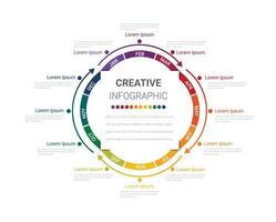 Infographic elements circle design for all month planners. vector