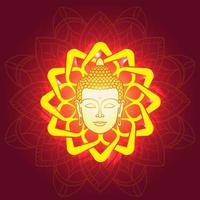 Shinny Lord Buddha silhouette and ornament vector. Lord Buddha Face silhouette vector illustration