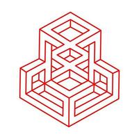 Impossible optical illusion shapes. Logo. Optical art object. Impossible figure. Line art. Unreal geometric object. vector
