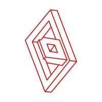 Impossible shape. Logo. Optical illusion. Sacred geometry figure. Abstract eternal geometric object. Impossible endless outline. Line art. Optical art. Impossible geometry shape on a white background. vector