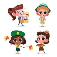 Girl Scout Day Character Concept Set vector
