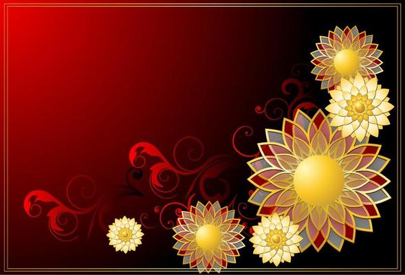 Vintage red frame with gold flowers