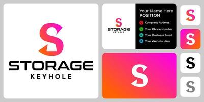 Letter S monogram keyhole logo design with business card template. vector