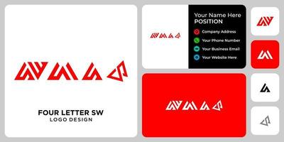Letter SW monogram industry logo with business card template. vector