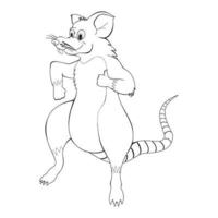 Rat Cartoon line art vector