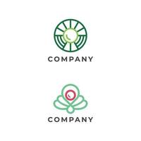 Green line shining line abstract pearl shell logo template vector